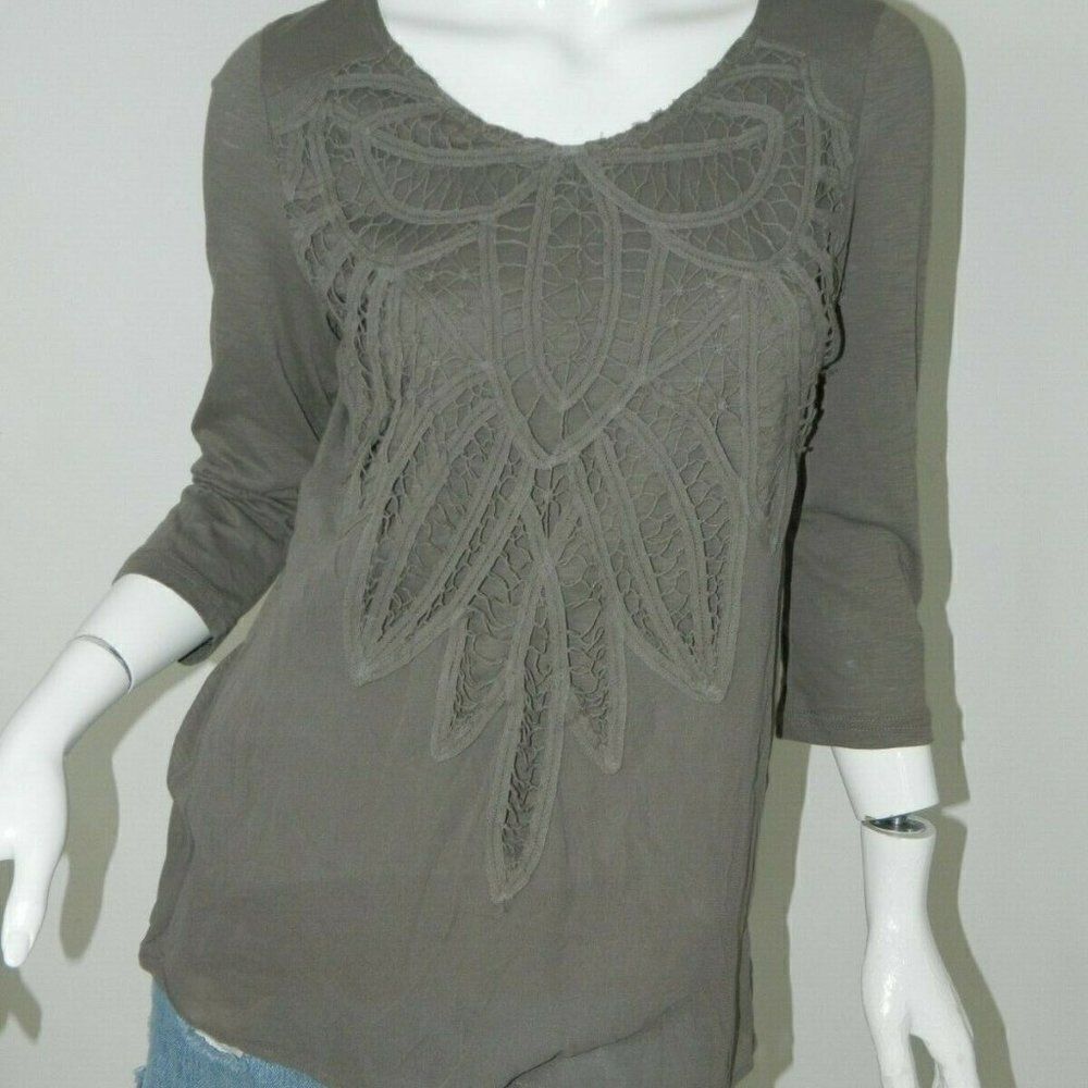 ‎Monoreno Tunic Brown Embroidered Hippy Boho Chic